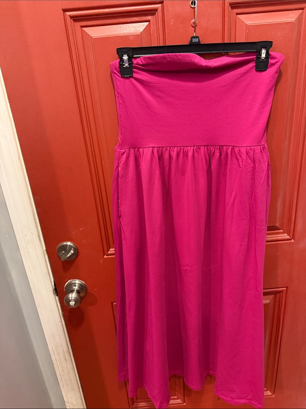 PACT ORGANIC STRAPLESS MIDI DRESS- PINK- XL